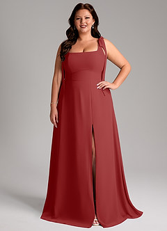 Azazie Debra Bridesmaid Dresses Rust A-Line with Pockets Chiffon Convertible Dress image8