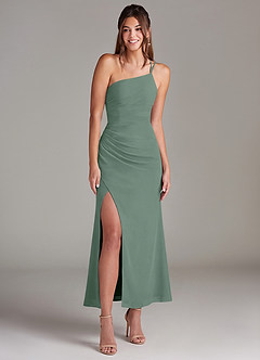 Azazie Eren Bridesmaid Dresses Eucalyptus Mermaid One Shoulder Chiffon Dress image3