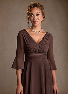 Azazie Eire Mother of the Bride Dresses Ganache A-Line Pleated Chiffon Dress image5