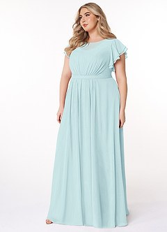 Azazie Daphne Bescheiden Bruidsmeisjekleding A-Lijn Geruffeld Chiffon Vloerlengte Jurk image8