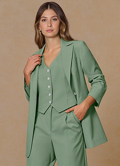 front Rowan Matcha Traje de tres piezas de alto rendimiento con tejido refinado