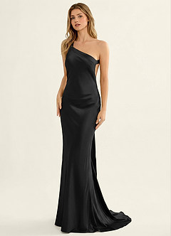 Persephone Black Satin Prom Dress image3