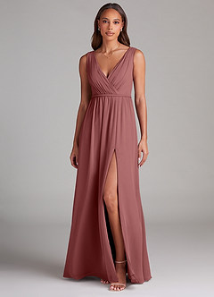 Azazie Tanicia Brautjungfernkleider A-Linie Plissee Chiffon Kleid Amethyst image1