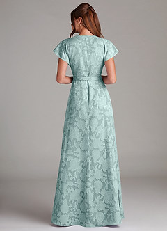 Azazie Ling Bridesmaid Dresses Mist A-Line Pleated Floral Burnout Dress image6