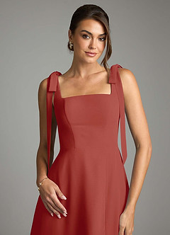 Azazie Debra Bridesmaid Dresses Terracotta A-Line with Pockets Chiffon Convertible Dress image2