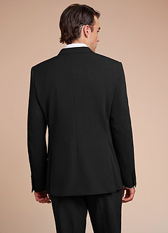 front Collins Black Double Breasted Wool Blend Suit Jacket