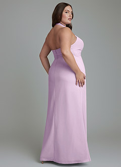 Azazie Jemma Bridesmaid Dresses Frosted Lilac Sheath Pleated Chiffon Dress image12