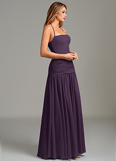 Azazie Vashti Bridesmaid Dresses Plum A-Line Chiffon Dress image3