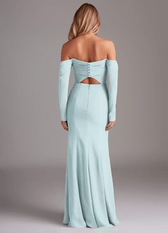 Azazie Hallie Brautjungfernkleider Meerjungfrau-Linie Langarm Chiffon Kleid Nebel image8