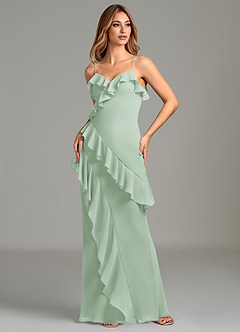 Azazie Danny Bridesmaid Dresses Agave Mermaid Ruched Chiffon Dress image5