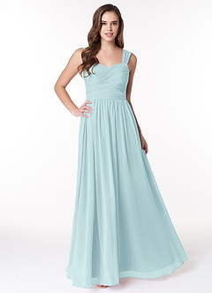 Azazie Zapheira Bridesmaid Dresses Sea Glass A-Line Ruched Chiffon Dress image1