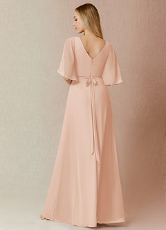 Azazie Cierra Bridesmaid Dresses English Rose A-Line V-Neck Chiffon Dress image3
