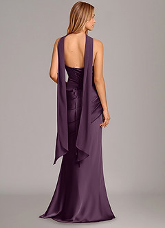 Azazie Pelagia Bridesmaid Dresses Plum Mermaid Corset Stretch Satin Convertible Dress image4