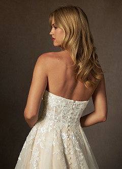 Azazie Keri Vestidos de novia Vestido de Blanco Diamante Champán de Encaje de Corte Princesa con Sin tirantes image9