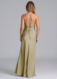 Azazie Seema Bridesmaid Dresses Moss Green Mermaid Corset Stretch Satin Dress image7