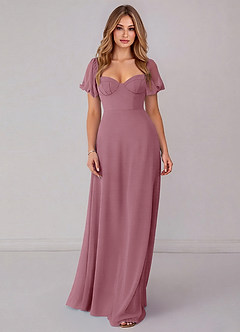 Azazie Fatima Bridesmaid Dresses Vintage Mauve A-Line with Pockets Chiffon Dress image3
