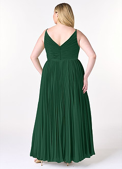 Azazie Raychelle Abiti da Damigella Abito A-Line in Chiffon con Scollo a V Verde Scuro image8
