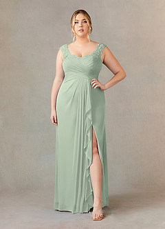 Azazie Edelin Mother of the Bride Dresses Dusty Sage A-Line Sweetheart Neckline Pleated Mesh Dress image8