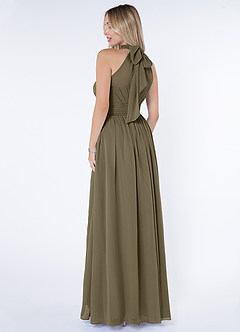Azazie Iman Bridesmaid Dresses Willow Green A-Line A-Line Ruched Chiffon Dress image5