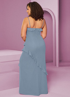 Barbie ♥ Azazie Bridesmaid Dresses Dusty Blue Sheath Chiffon Dress image10