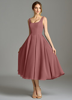 Azazie Amalie Bridesmaid Dresses Desert Rose A-Line Pleated Chiffon Dress image6