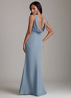 Azazie Linelle Bridesmaid Dresses Dusty Blue Mermaid Pleated Chiffon Dress image2