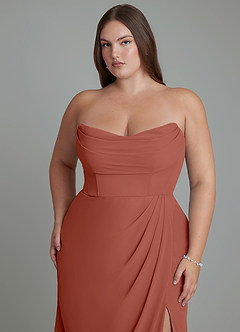 Azazie Johana Abiti da Damigella Abito Convertibile Sirena in Chiffon Spalle Scoperte Auburn image15