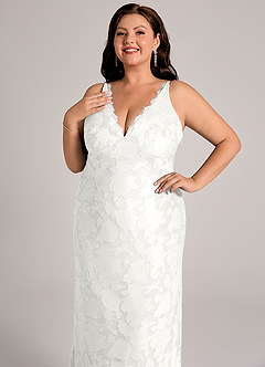 Azazie Tianna Brudepigekjoler Skede Blonder Blomsterudbrændthed Gulv-længde Kjole image12