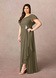 Azazie Mary vestidos de madre de la novia Vestido de Verde Sauce de Gasa de Corte En A con Corte Lateral image7