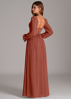 Azazie Maree Bridesmaid Dresses Auburn A-Line Corset Chiffon Dress image2