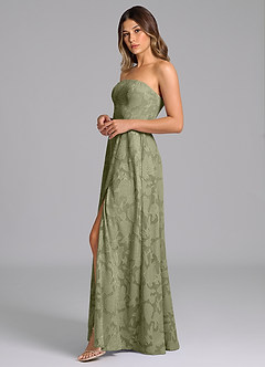 Azazie Wren Bridesmaid Dresses Pistachio A-Line Strapless Floral Burnout Dress image5