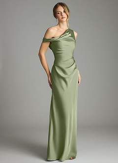 Azazie Emerson Brautjungfernkleider Meerjungfrau-Linie Schulterfrei Stretch-Satin Kleid Pistazie image5