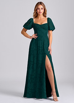 Azazie Mirian Robes de demoiselle d'honneur Robe Trapèze en Blumen-Burnout Encolure en Forme de Cœur Vert Pin image5