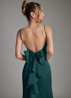 Azazie Zherra Bridesmaid Dresses Pine Mermaid Bow Stretch Satin Dress image7