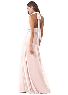 Azazie Landry Vestidos de damas de honor Vestido de Pétalo De Rosa de Malla de Corte en A con Plisado image5