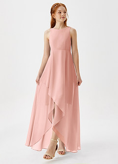 Azazie Lizette Junior Rosette A-Line Pleated Chiffon Dress image4