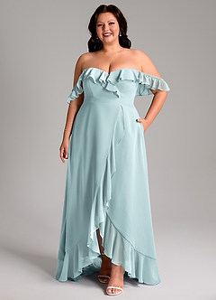 Azazie Lyra Vestidos de madrinha de casamento Vestido Névoa de Chiffon de Linha A com Conversível image11