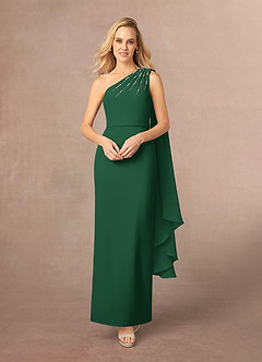 Azazie Gianna Mother of the Bride Dresses Dark Green One Shoulder Stretch Crepe Dress image1