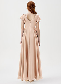 Azazie Caria Junior English Rose A-Line Pleated Chiffon Dress image4