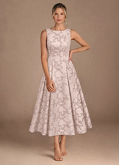 Azazie Fulton vestidos de madre de la novia Vestido de Rosa Rubor de Devorado Floral de Corte En A con Plisado image4