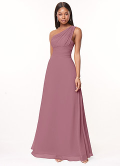 Azazie Ashley Bridesmaid Dresses Vintage Mauve A-Line Ruched Chiffon Dress image1