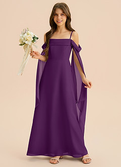 Azazie Moana Junior Linia A Pofałdowany Szyfon Długość podłogi Młodsza druhna Sukienka image4