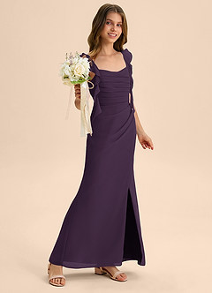 Azazie Jessamine Junior Plum Mermaid Sweetheart Neckline Chiffon Dress image4