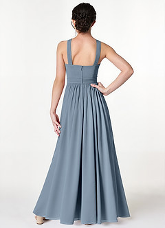 Azazie Jiya Junior Agave A-Line Pleated Mesh Dress image2