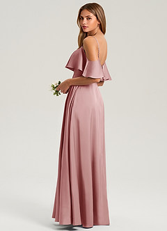 Azazie Jean Bridesmaid Dresses Dusty Rose A-Line Off the Shoulder Stretch Satin Dress image4