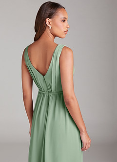 Azazie Tanicia Brautjungfernkleider A-Linie Plissee Chiffon Kleid Matcha image6