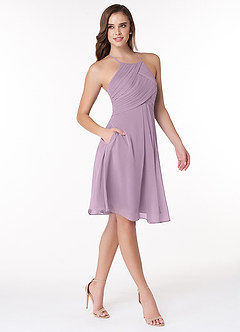Azazie Adriana Bridesmaid Dresses A-Line Pleated Chiffon Knee-Length Dress image4
