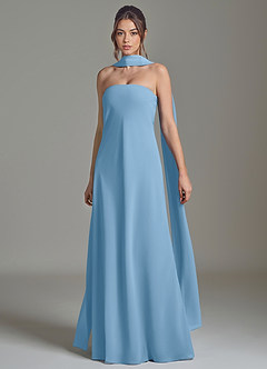 Azazie Ilana Bridesmaid Dresses Steel Blue A-Line Strapless Chiffon Dress image3