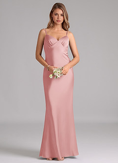 Azazie Suttona Brudtärnklänningar Klä av A-Linje i Stretch Satin Plisserad Puderrosa image6