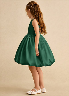Azazie Nirvana Robe Demoiselle D'honneur Fillette Robe Princesse en Mat Satiné Rayé Vert Foncé image4